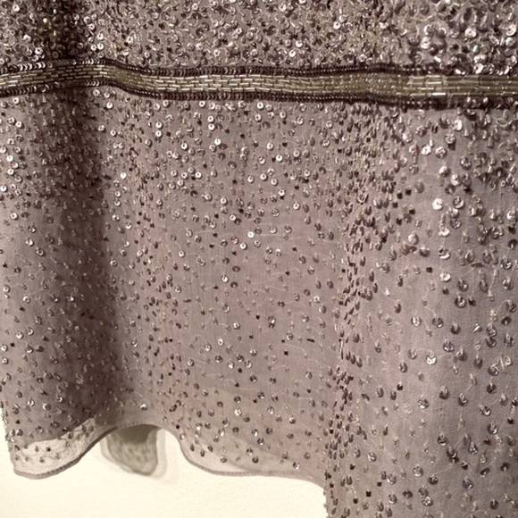 Aidan Mattox Party Dress sequined and beaded spaghetti straps in Platinum size 8 - Picture 8 of 13